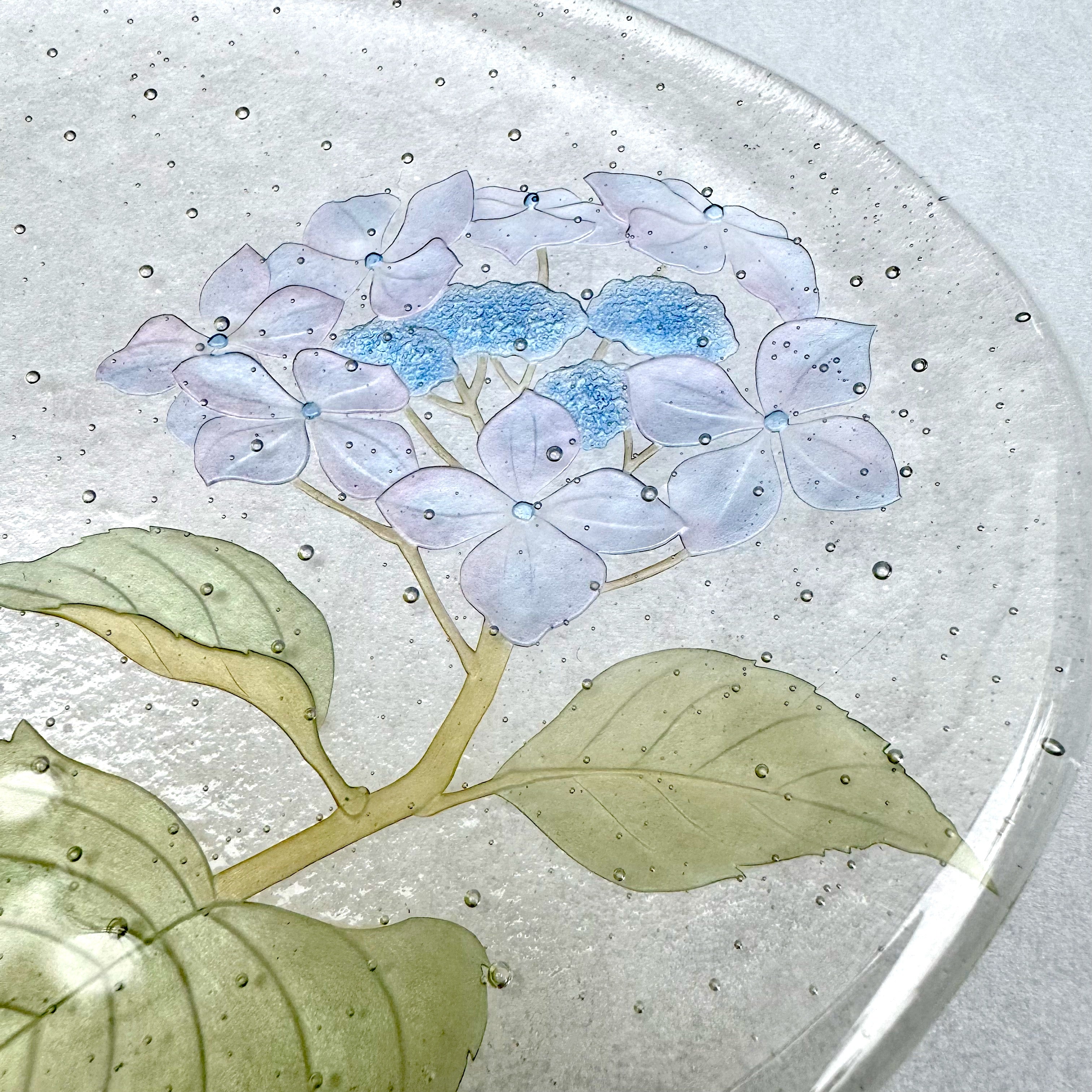 楕円皿「額紫陽花」紫
