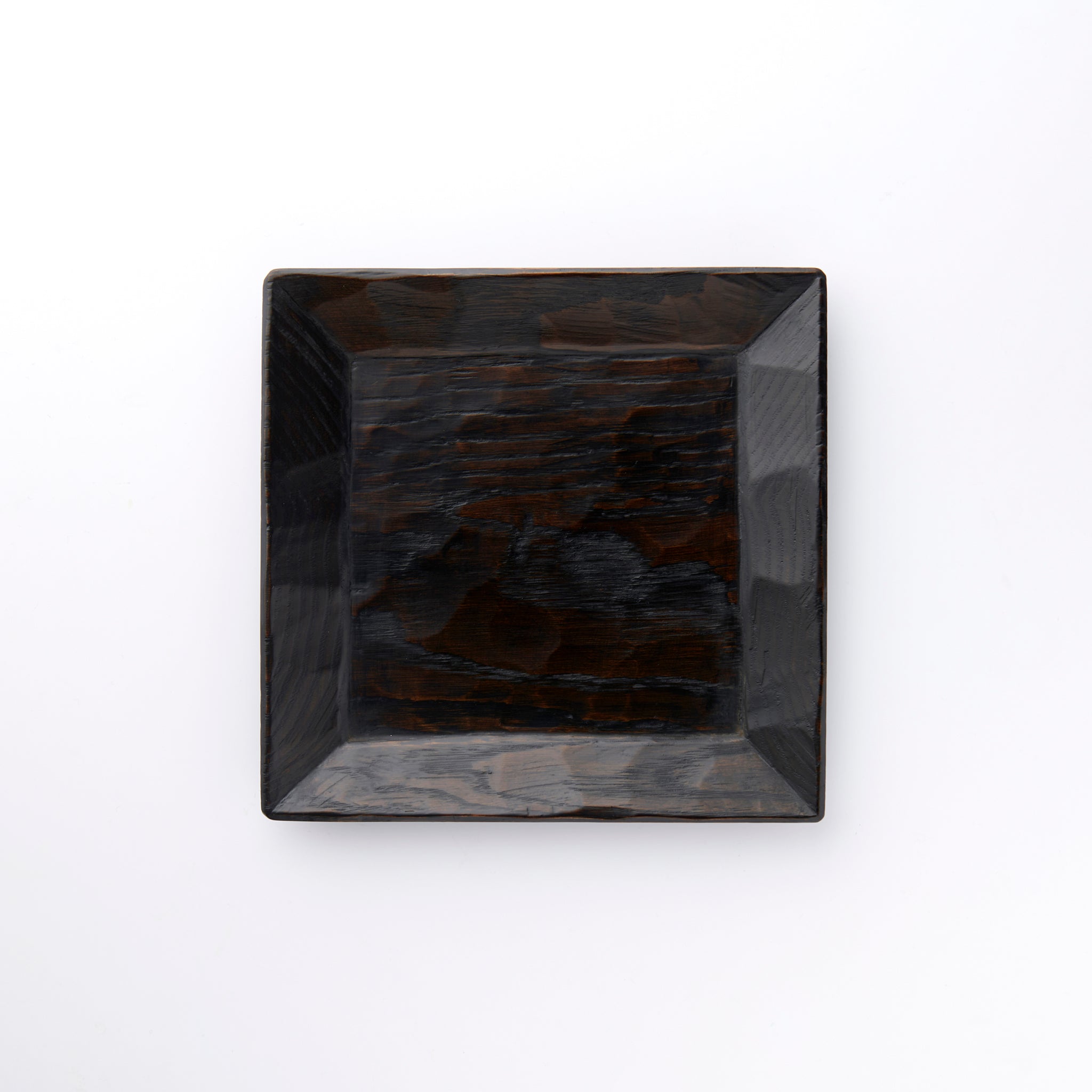 Hand-carved square plate 6.5 inches