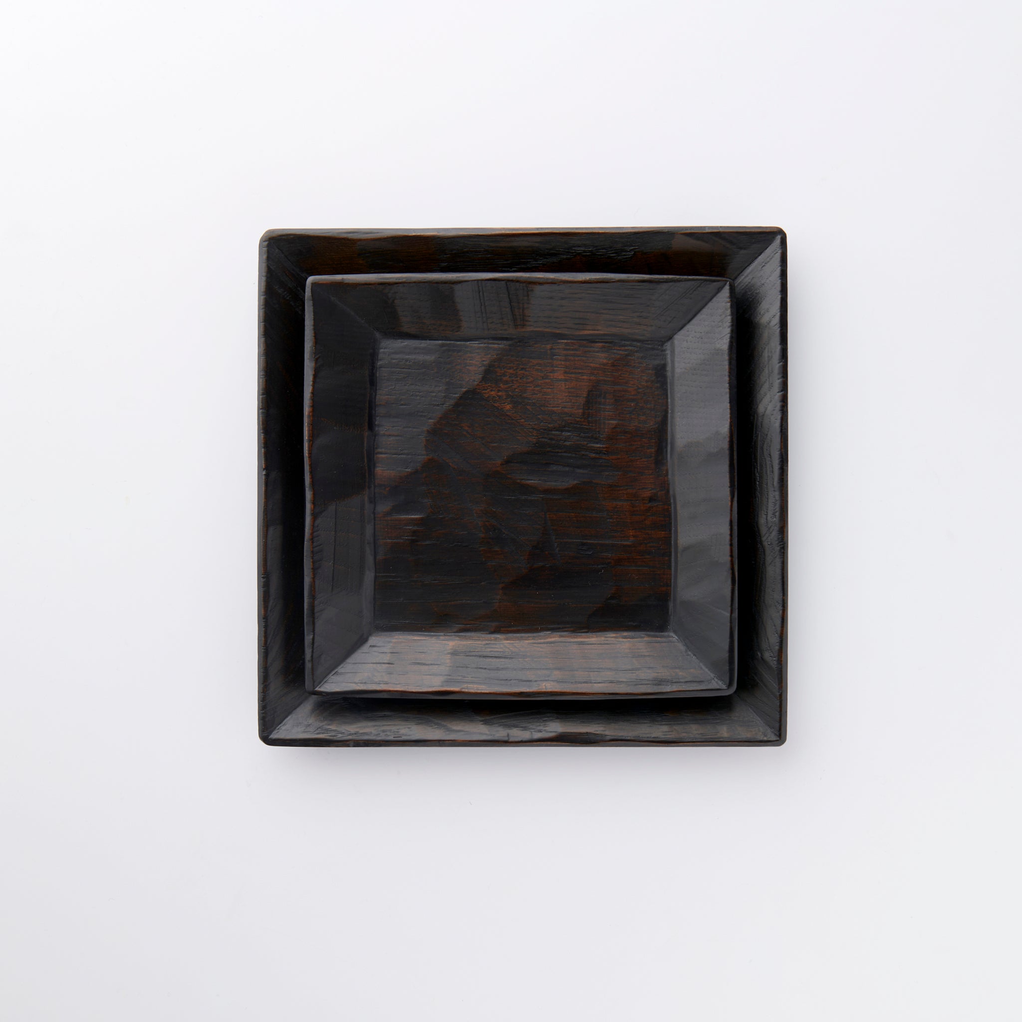 Hand-carved square plate 6.5 inches