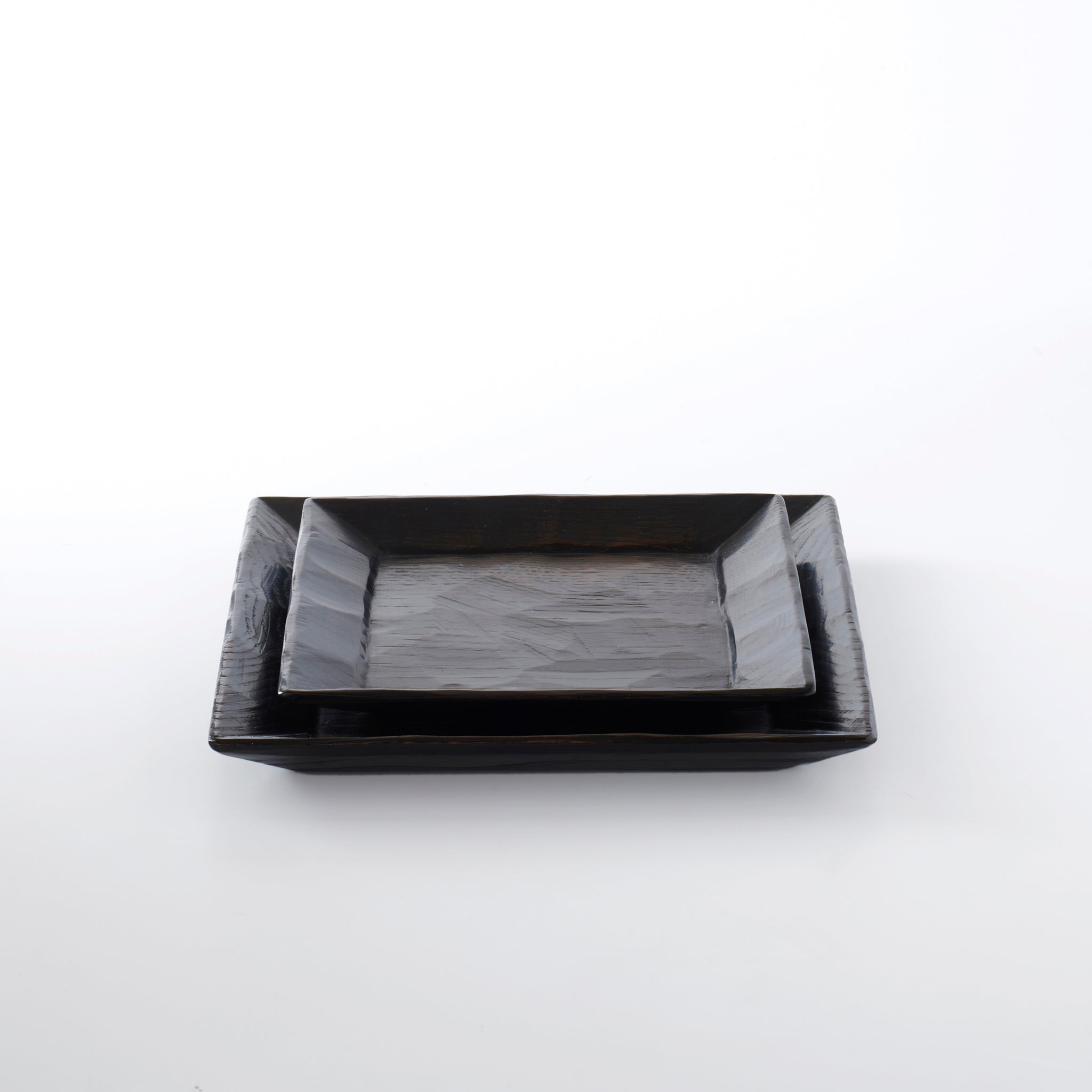 Hand-carved square plate 6.5 inches